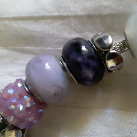 Glass Blue Purple Slider Bead Bracelet - Picture 3 of 9